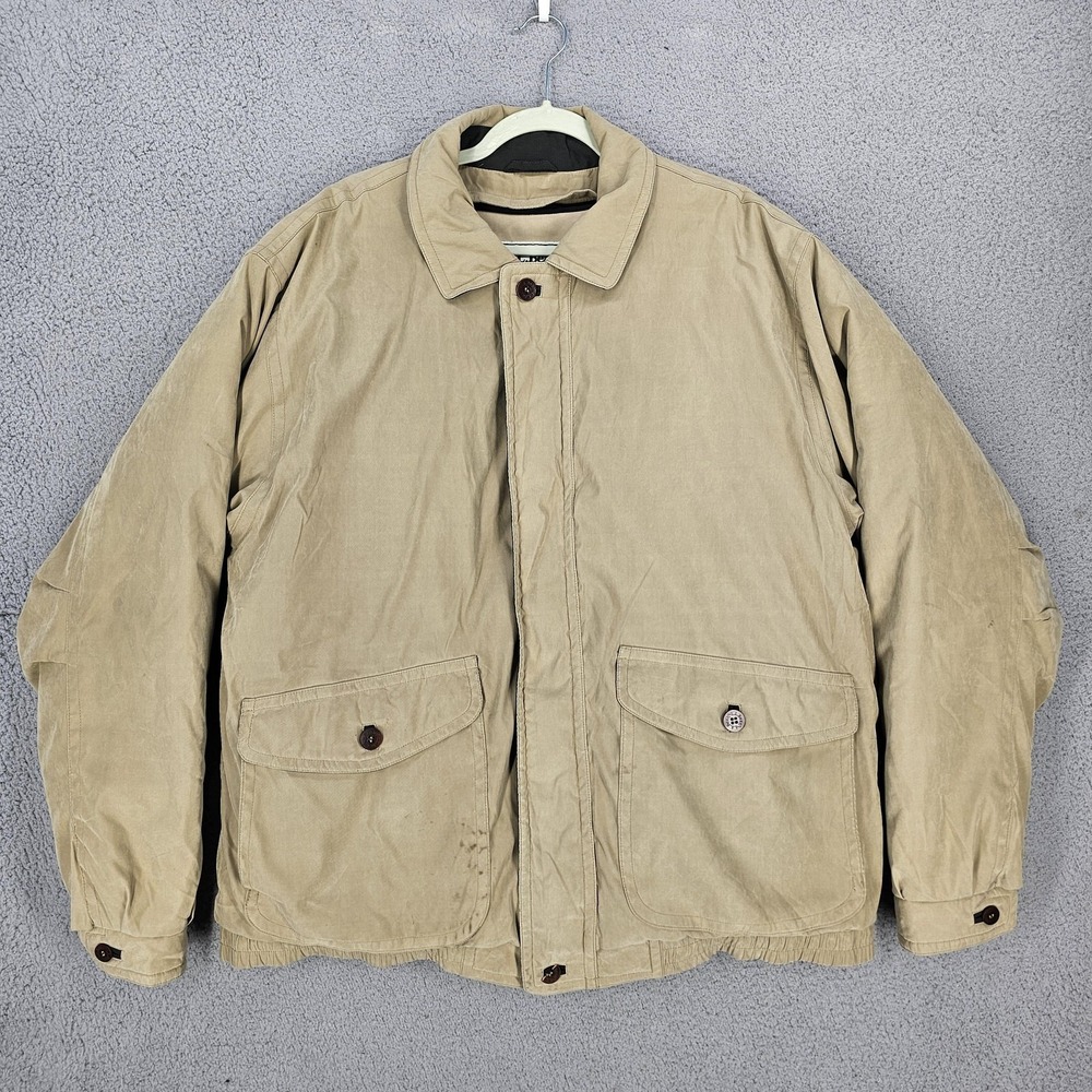 LL Bean 3-in-1 Jacket Chore Coat Mens LT Beige Goose Down Liner Full Zip - Picture 2 of 16